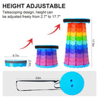 Portable Telescopic Folding Stool Adjustable Height Plastic Camp Chair for Hiking Fishing Colorful