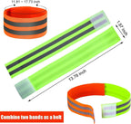 16 PCS Reflective Bands Reflector Bands for Wrist, Arm, Ankle, Leg,Reflector Tape Straps for Night Walking, Cycling and Running-(Black+Green)