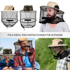 2 Pcs Anti Mosquito Hat for Fishing, Outdoor, Wide Brim Mesh Sun Hat (Assorted Colours)