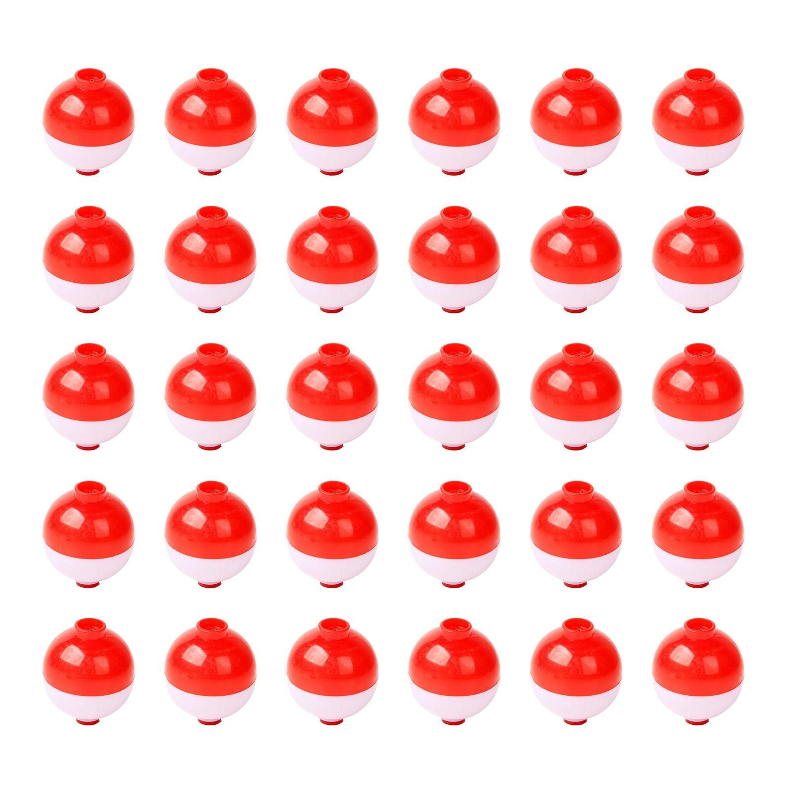 30 Pcs 1.25 Inch Red White Ball Floats Fishing Bobbers