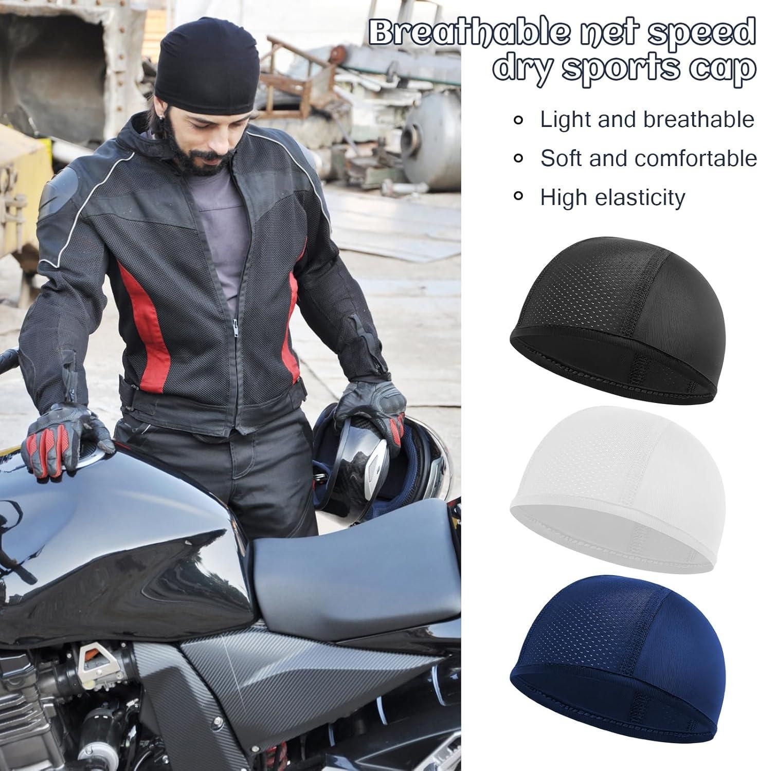 3-Piece Summer Breathable Cycling Head Cover - Sports Sweat-Absorbing Hat for Motorcycle (Inner Liner)