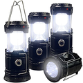 4 Pack Foldable Camping Lantern, Solar and USB Rechargeable, Lightweight Waterproof (Black)