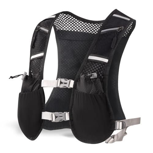 Men's Sports Running Vest Pcs for Cycling Hiking, Outdoor Mountaineering Water Bottle Storage Back Pcs (Black)