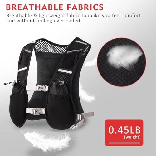 Men's Sports Running Vest Pcs for Cycling Hiking, Outdoor Mountaineering Water Bottle Storage Back Pcs (Black)