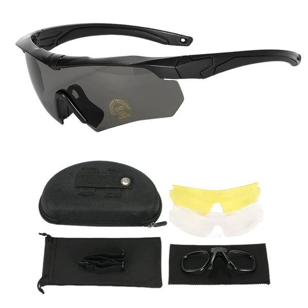 Black Gray Windproof Cycling Glasses with Durable Outdoor PC Frame