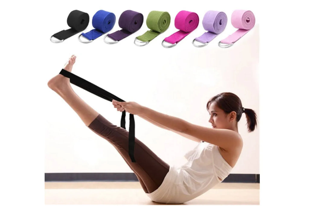 Sport Yoga Stretch Strap D-Ring Belt Gym Waist Leg Fitness 180Cm Adjustable Belt Black