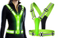 LED Reflective Vest Running Gear USB Rechargeable LED Light Up Vest High Visibility with Adjustable Waist and Shoulde for Night Walking Cycling, High Visibility Running Vest with Reflective Strips -Green