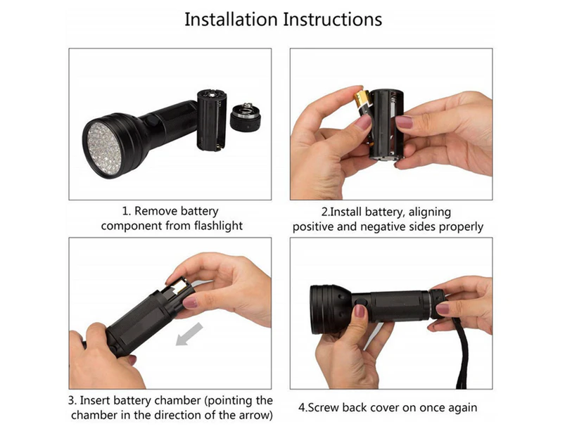 51 LED UV Flasight Black Light, Blacklight Detector