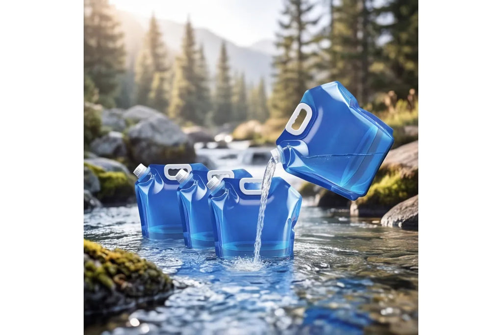 Collapsible Water Container 10L Reusable Camping Water Bag Blue 4 Pack