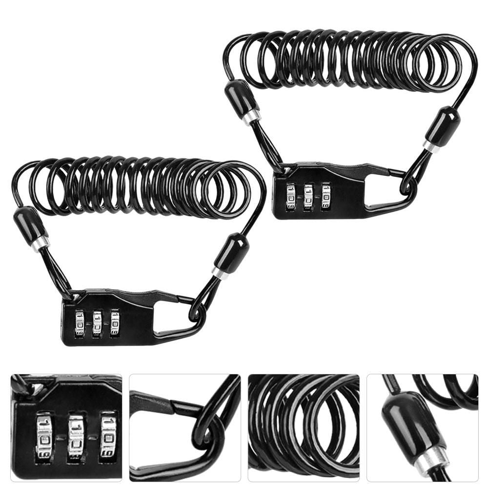 2pcs Bike 3-Digital Code Combination Lock Password Security Cable Lock for Bike