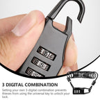 2pcs Bike 3-Digital Code Combination Lock Password Security Cable Lock for Bike