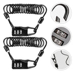 2pcs Bike 3-Digital Code Combination Lock Password Security Cable Lock for Bike