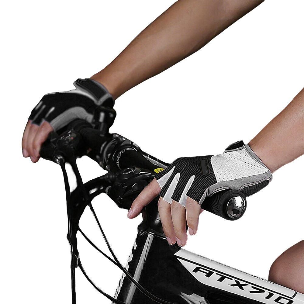 1 Pair Cycling Half Finger Bike Gloves With Anti Slip Pad For Unisex - Black L