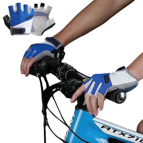 1 Pair Cycling Half Finger Bike Gloves With Anti Slip Pad For Unisex - Blue M