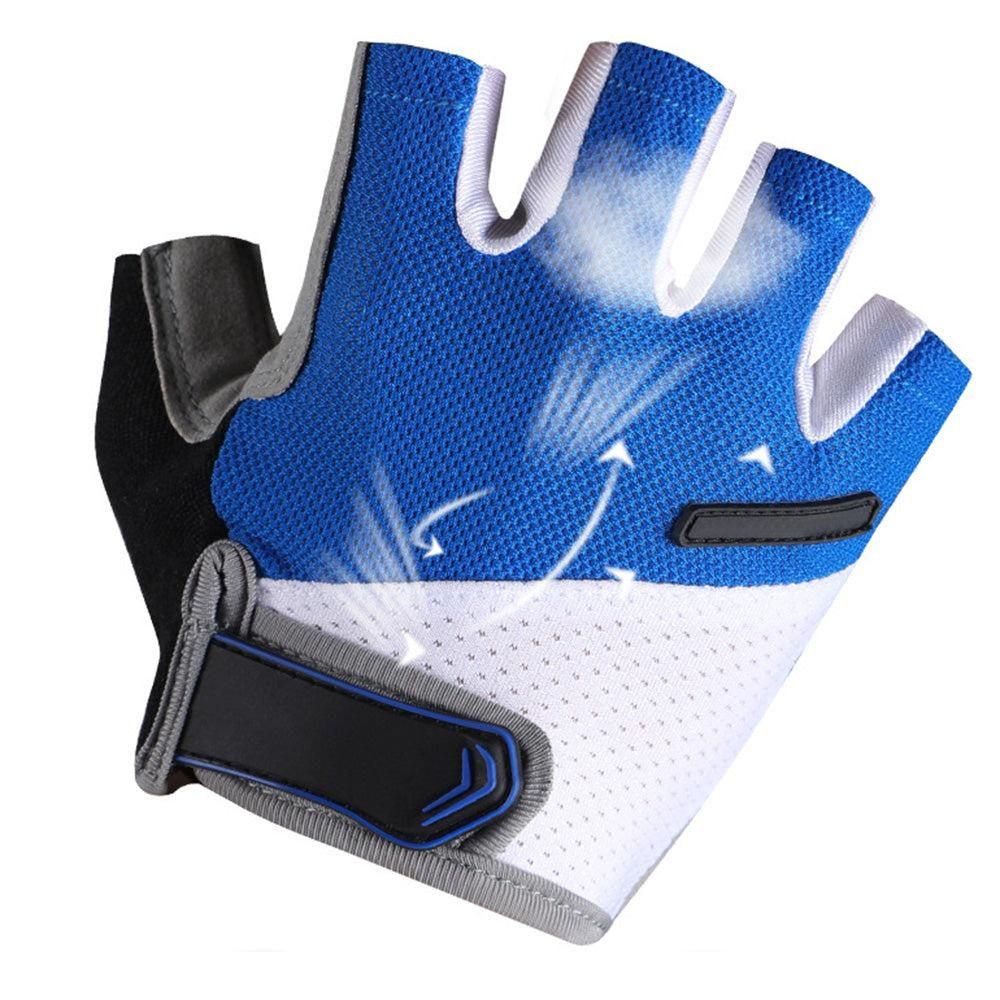 1 Pair Cycling Half Finger Bike Gloves With Anti Slip Pad For Unisex - Blue M