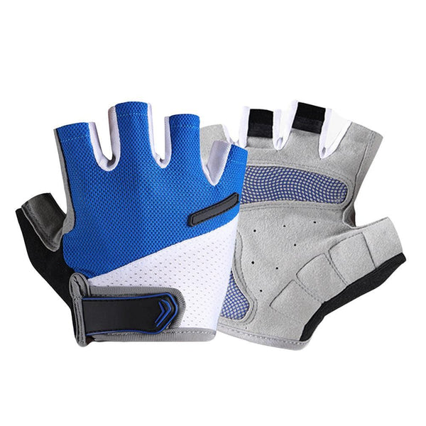 1 Pair Cycling Half Finger Bike Gloves With Anti Slip Pad For Unisex - Blue XL