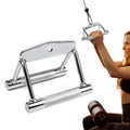 V-Grip Lat Pulldown Bar with Non-Slip Rubber Handle Cable Machine Attachment - Silver