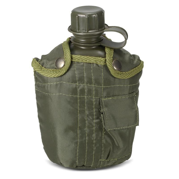 1L Outdoor Canteen Bottle, Camping Hiking Backpacking Water Bottle Kettle with Cover(green)