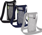 3Pcs Adjustable Strap Mesh Water Bottle Holder Outdoor Hiking Camping Carry Pouch Black Blue Grey