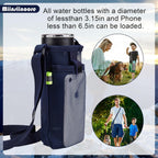 3Pcs Adjustable Strap Mesh Water Bottle Holder Outdoor Hiking Camping Carry Pouch Black Blue Grey
