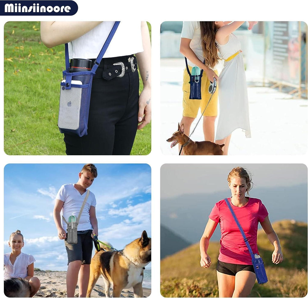 3Pcs Adjustable Strap Mesh Water Bottle Holder Outdoor Hiking Camping Carry Pouch Black Blue Grey