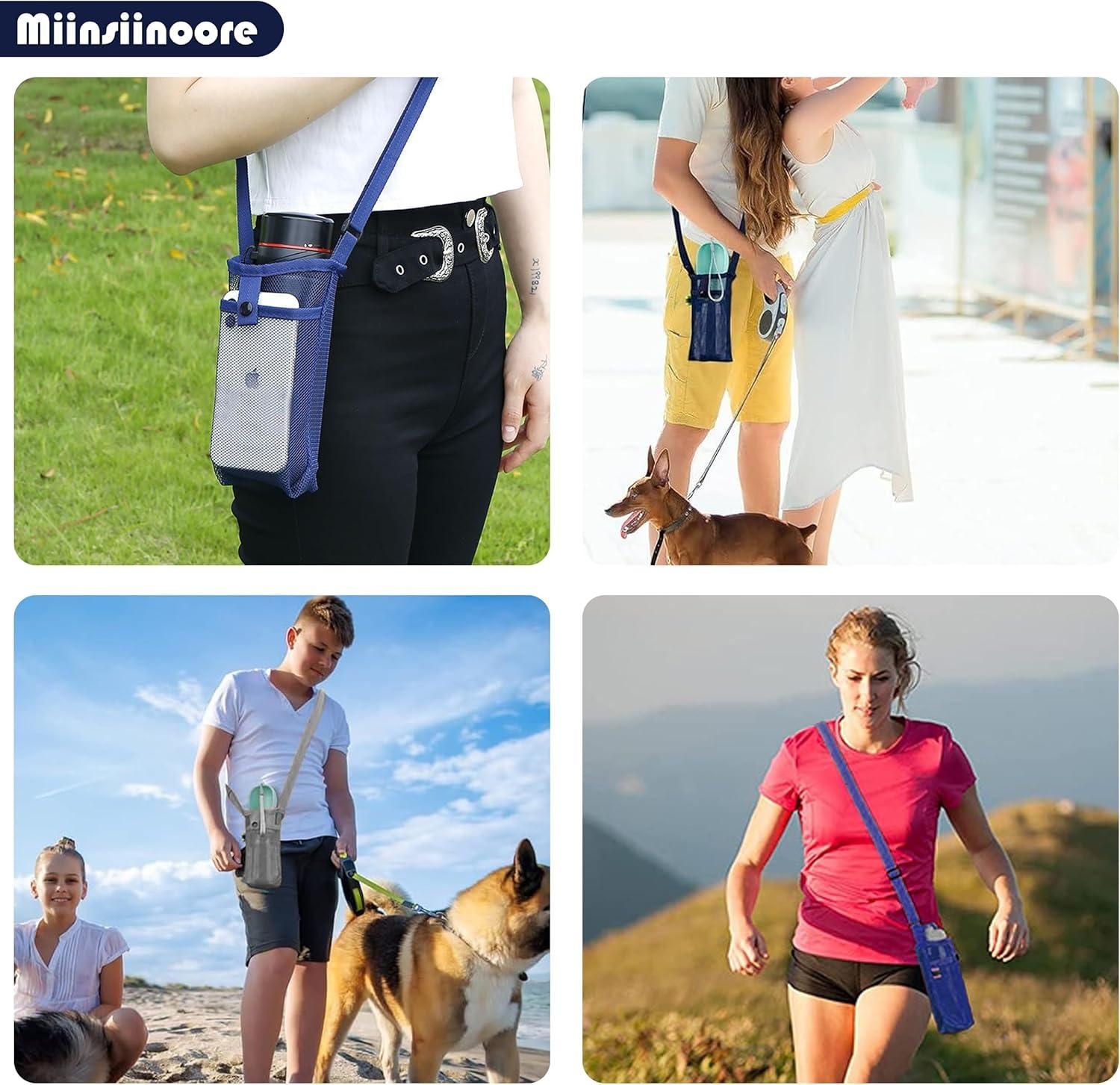 3Pcs Adjustable Strap Mesh Water Bottle Holder Outdoor Hiking Camping Carry Pouch Black Blue Grey