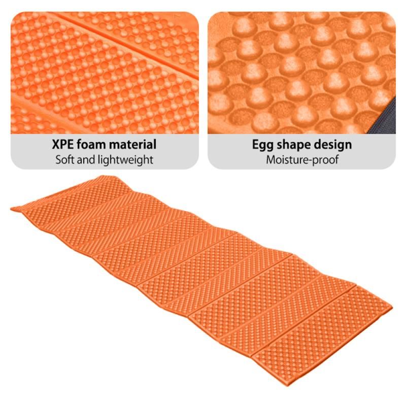 Foldable moisture-proof nap mat outdoor thickened moisture-proof mat Sleeping cushion: Orange