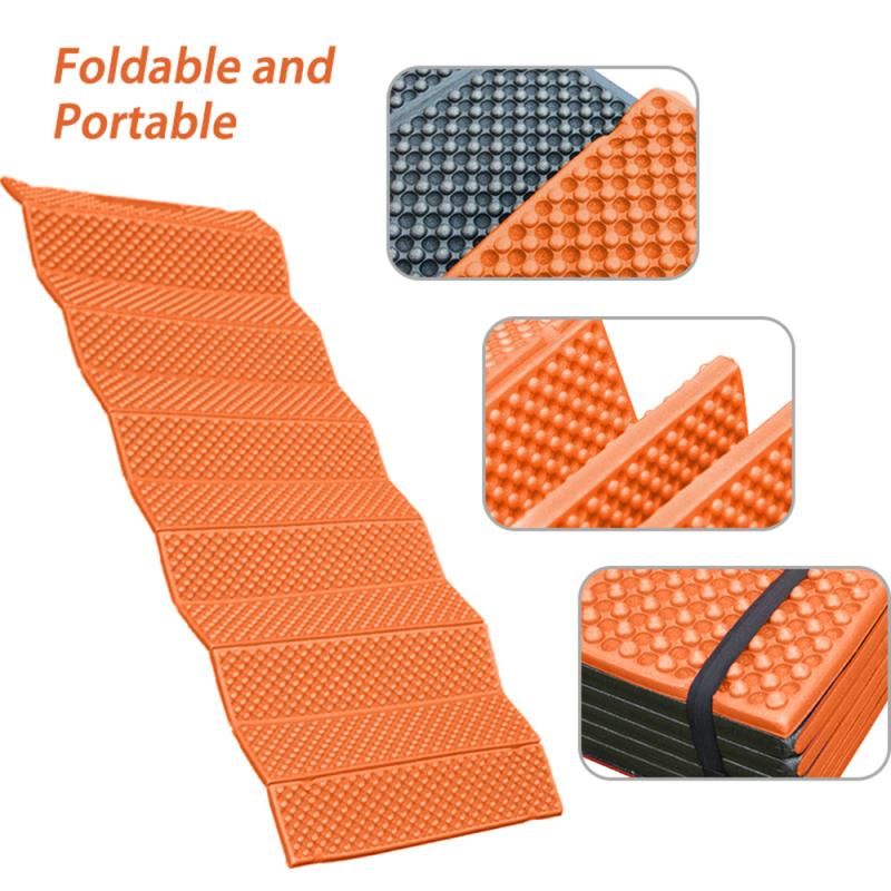 Foldable moisture-proof nap mat outdoor thickened moisture-proof mat Sleeping cushion: Orange