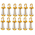 Gold Fishbone Tent Pegs with Carabiner & Rope Tensioner, Outdoor Camping Anchors 12PCS