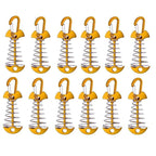 Gold Fishbone Tent Pegs with Carabiner & Rope Tensioner, Outdoor Camping Anchors 12PCS