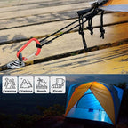 Gold Fishbone Tent Pegs with Carabiner & Rope Tensioner, Outdoor Camping Anchors 12PCS