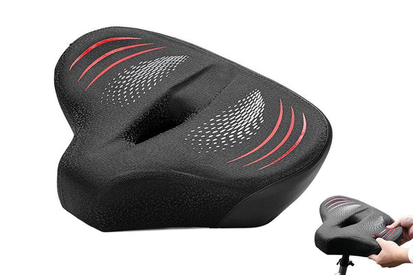 Noseless Bike Seat Cushion for Men & Women Comfortable Saddle for Peloton Bikes Exercise Bikes Electric Bikes Cruiser Bikes - Black&Red