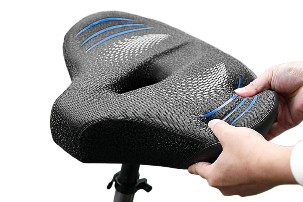 Noseless Bike Seat Cushion for Men & Women Comfortable Saddle for Peloton Bikes Exercise Bikes Electric Bikes Cruiser Bikes - Balck&Blue