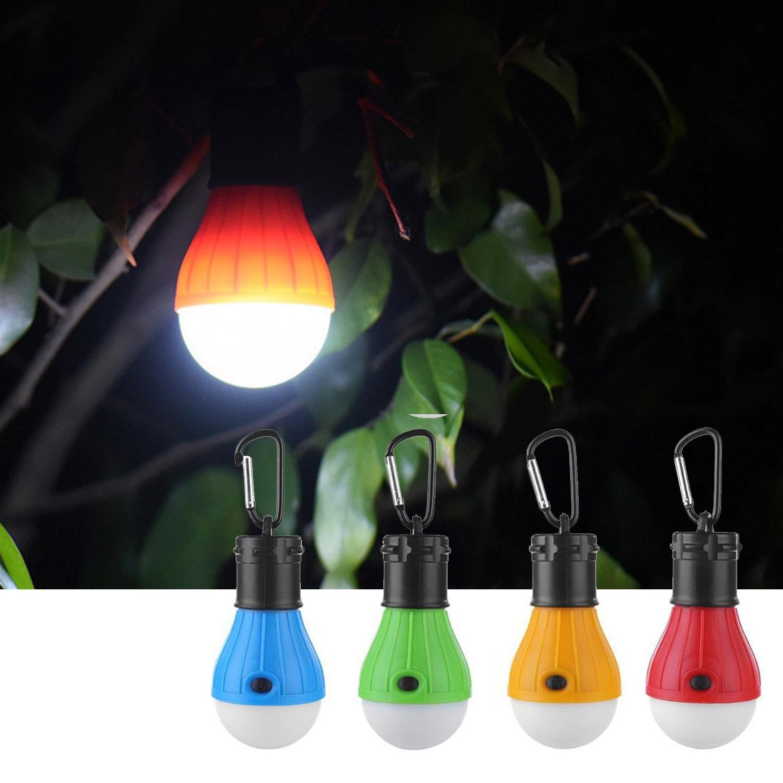 4pcs Portable LED Camping Tent Light Clip Hook Battery Powered Emergency Lamp for Hiking Fishing
