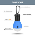 4pcs Portable LED Camping Tent Light Clip Hook Battery Powered Emergency Lamp for Hiking Fishing