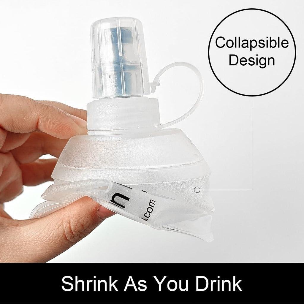 Soft Flask Bottle 150ml Foldable TPU Running Hiking Cycling Water Bottle White
