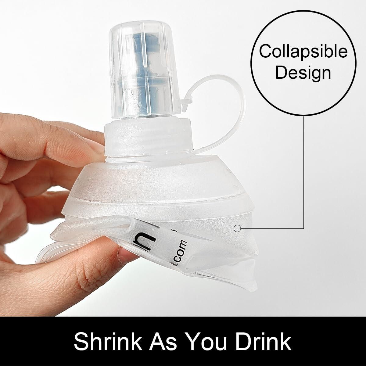 Soft Flask Bottle 150ml Foldable TPU Running Hiking Cycling Water Bottle White