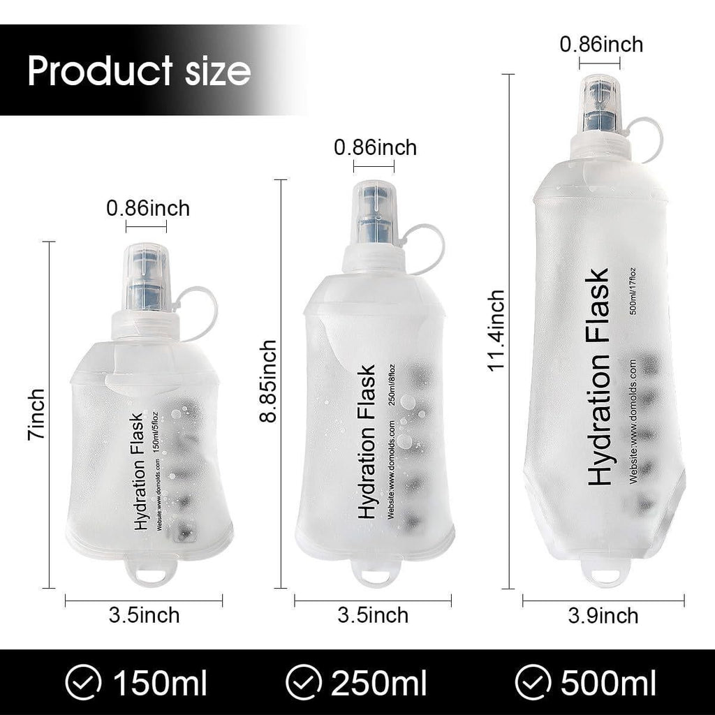 Soft Flask Bottle 150ml Foldable TPU Running Hiking Cycling Water Bottle White