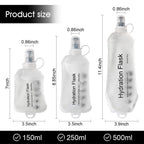 Soft Flask Bottle 150ml Foldable TPU Running Hiking Cycling Water Bottle White