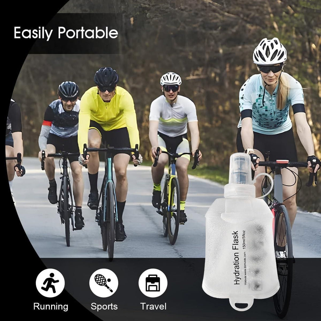 Soft Flask Bottle 150ml Foldable TPU Running Hiking Cycling Water Bottle White