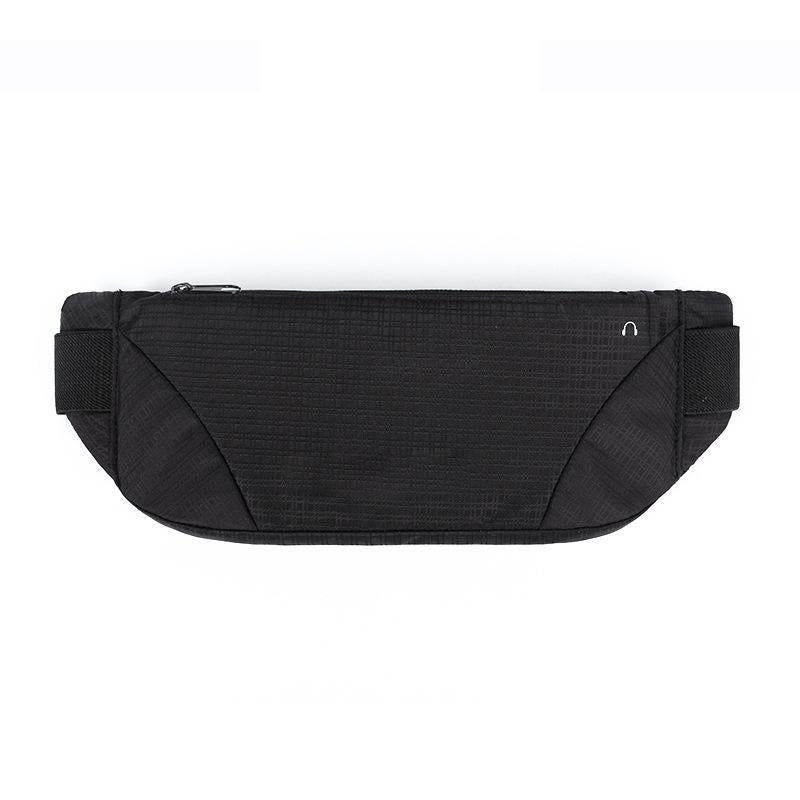 Waterproof Light Slim Running Belt, Sport Waist Pouch with Zip (Black)