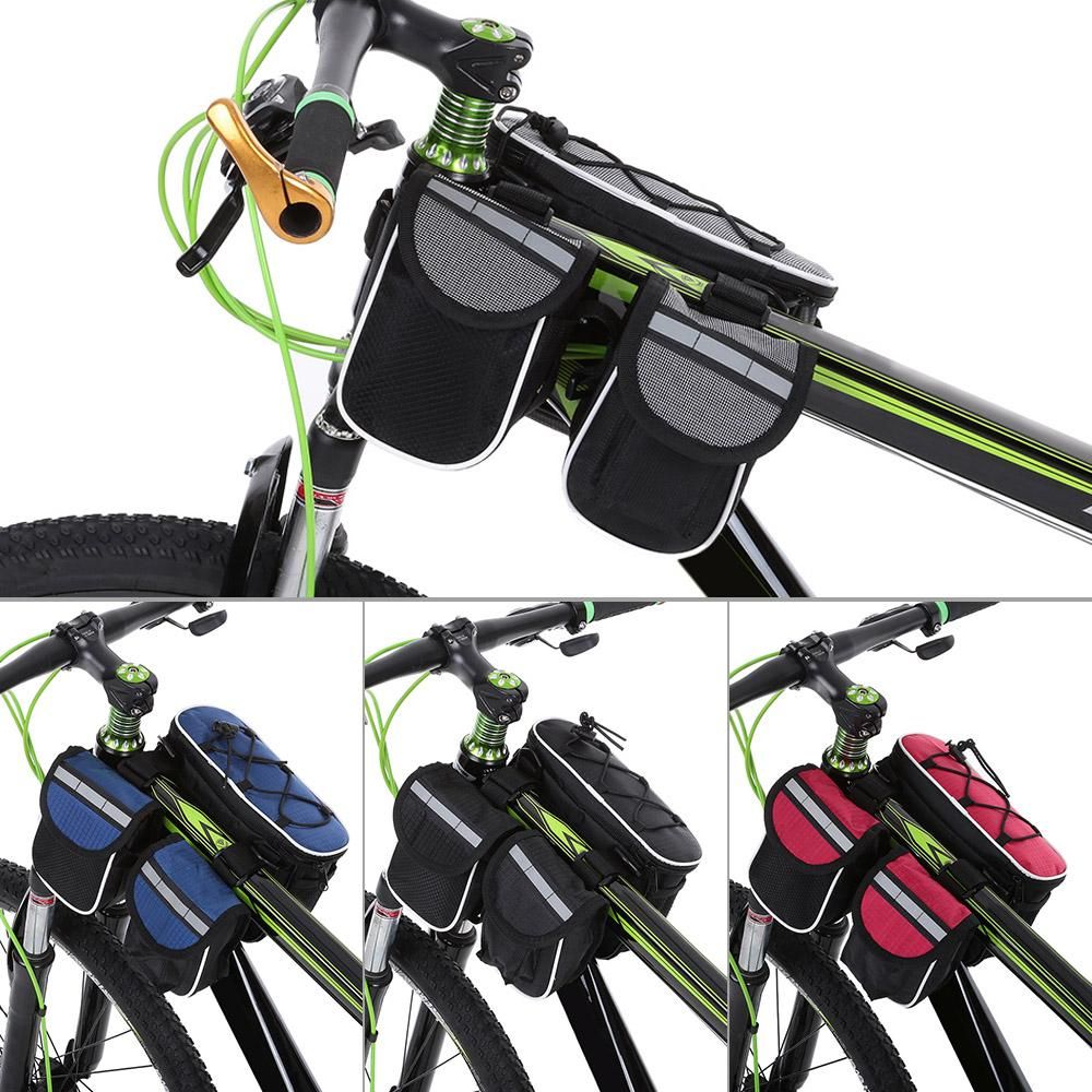 Detachable Bicycle Front Frame Tube Crossbody Storage Bag Blue