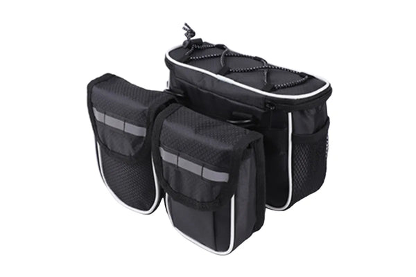 Detachable Bicycle Front Frame Tube Crossbody Storage Bag - Black