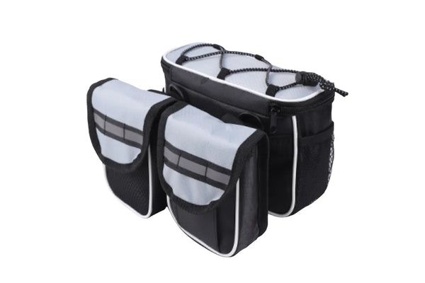 Detachable Bicycle Front Frame Tube Crossbody Storage Bag - Gray