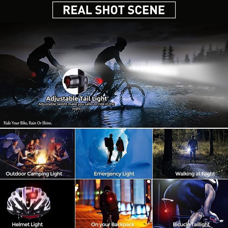 Bike Light Set Speedometer LED Bike Lights Horn LCD USB Bike Tail Light Black