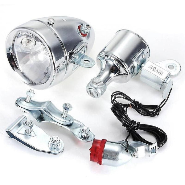 Bike Light Set, Cycling Dynamo Powered Headlight And Bike Tail Light(silver)