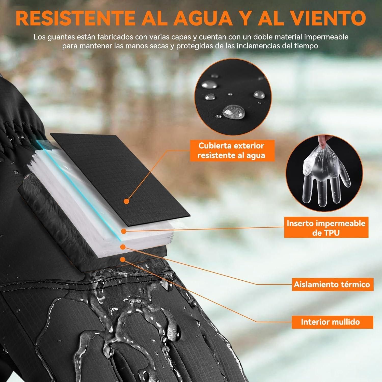 Ski Gloves Waterproof Touchscreen Winter Thermal Gloves Men Black L