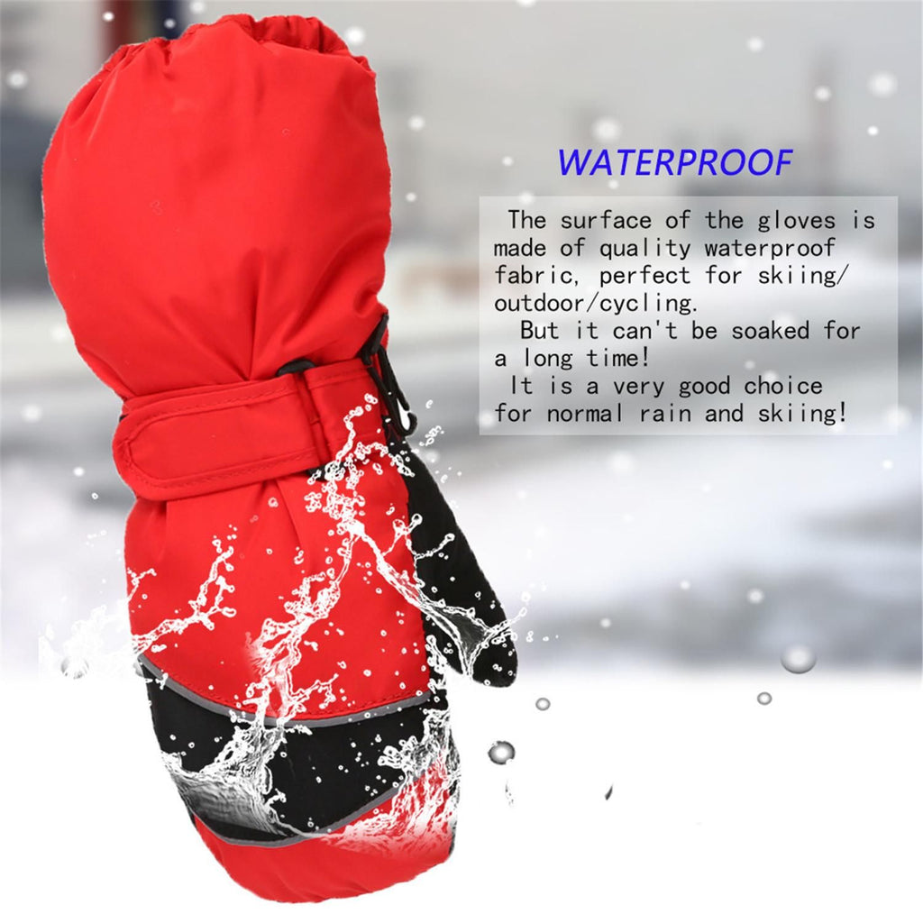Snow Mittens Waterproof Windproof Winter Ski Gloves Thermal Fleece Red
