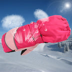 Snow Mittens Waterproof Windproof Winter Ski Gloves Thermal Fleece Dark Blue
