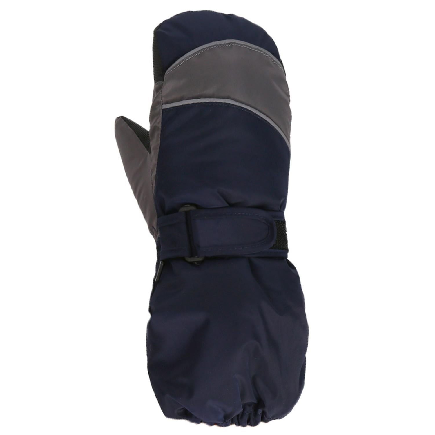 Snow Mittens Waterproof Windproof Winter Ski Gloves Thermal Fleece Dark Blue